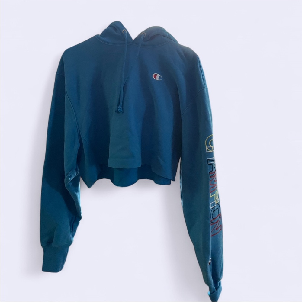 Champion Blue Cropped Hoodie